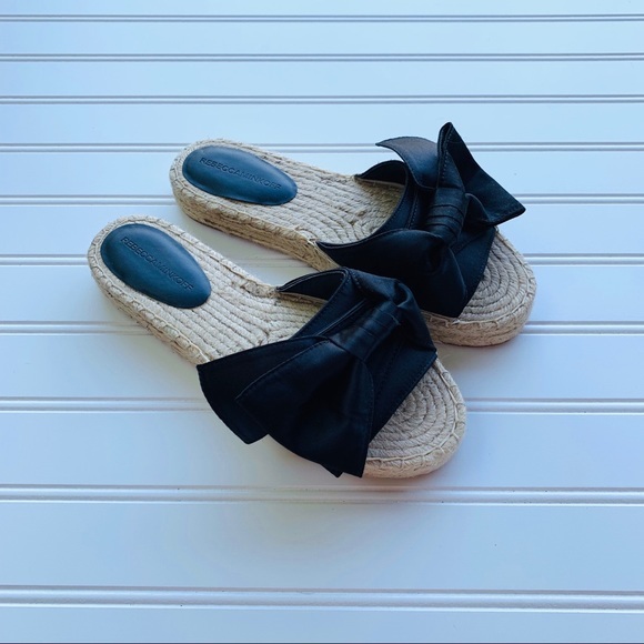 Rebecca Minkoff Black Satin Giana Espadrille Slide - Picture 1 of 5